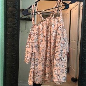 Off the shoulder pink shirt